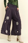Garment Washed Floral Pant - Charcoal