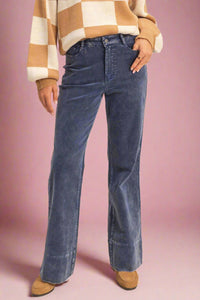 Mineral Washed Flare Pants - Blue