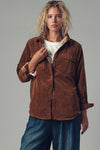 Reversible Plaid Corduroy Shacket - Brown