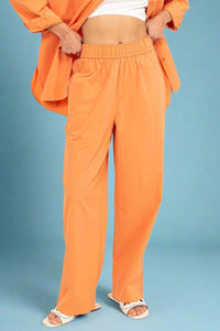 Poplin High Waist Pants - Orange