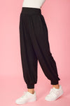 Solid Harem Pants With Pockets Black