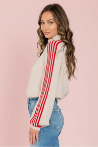 Pullover Sweater Balloon Sleeves - Taupe