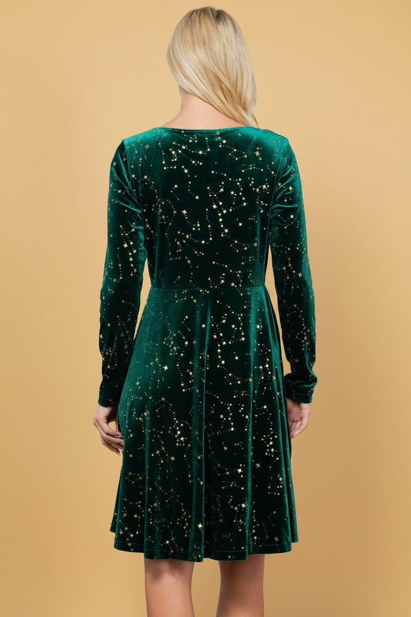 Celestial Green Velvet Dress