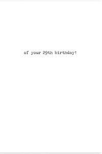 29th Birthday Anniversary Greeting Card