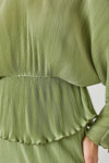 Plisse Dolman Sleeve Blouse - Light Green