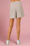 Striped Elastic Waist Shorts - Mocha