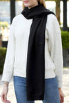 Soft Ribbed Oblong Scarf - Black