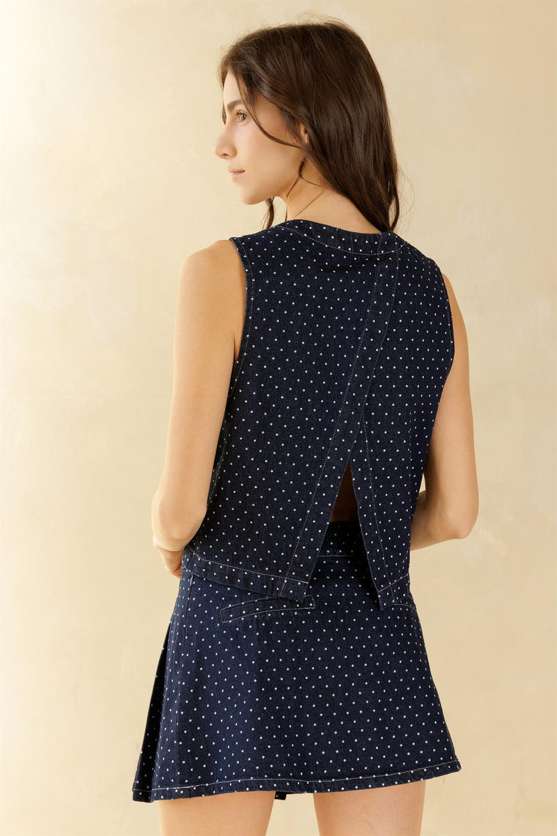 Denim Dot Vest