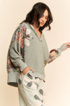 Flower Patchwork Hoodie - Seafoam