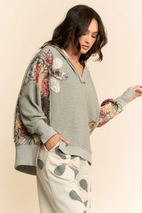 Flower Patchwork Hoodie - Seafoam