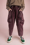Washed Corduroy Barrel Pants - Mulberry
