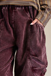 Washed Corduroy Barrel Pants - Mulberry