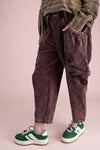 Washed Corduroy Barrel Pants - Mulberry