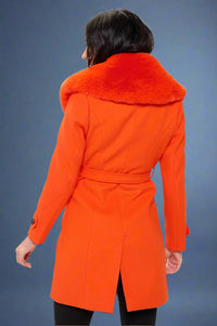 Citrus Solstice Faux Fur Collar Coat