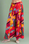 Wide Leg Floral Crop Pant - Magenta