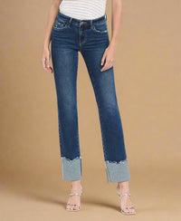 Mid Rise Cuffed Slim Straight Jeans L7