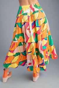 Tiered Floral Maxi Skirt - Beige Mango
