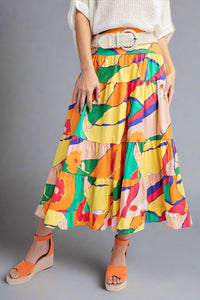 Tiered Floral Maxi Skirt - Beige Mango