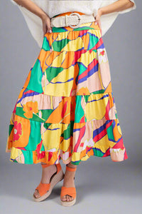 Tiered Floral Maxi Skirt - Beige Mango