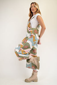 Flower Power Overalls - Olive