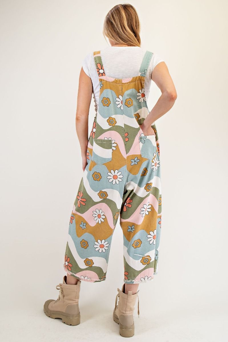 Flower Power Overalls - Olive