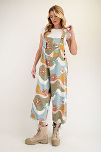 Flower Power Overalls - Olive