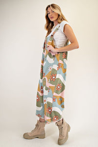 Flower Power Overalls - Olive