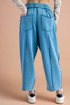 Mineral Wash Barrel Leg Pants - Blue
