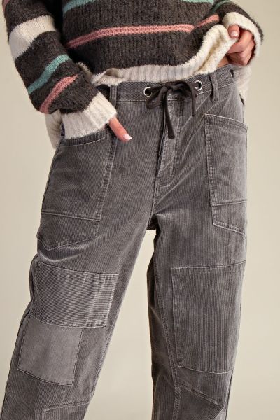 Washed Stretch Corduroy Pants - Ash