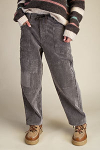 Washed Stretch Corduroy Pants - Ash