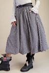 Gingham Bubble Hem Skirt - Black