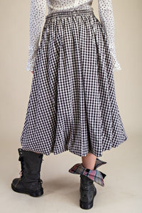 Gingham Bubble Hem Skirt - Black