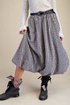 Gingham Bubble Hem Skirt - Black