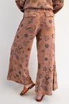 Floral Printed Terry Pants - Mocha