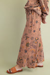 Floral Printed Terry Pants - Mocha
