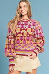 Multicolor Circle Puff Sleeve Sweater - Ivory