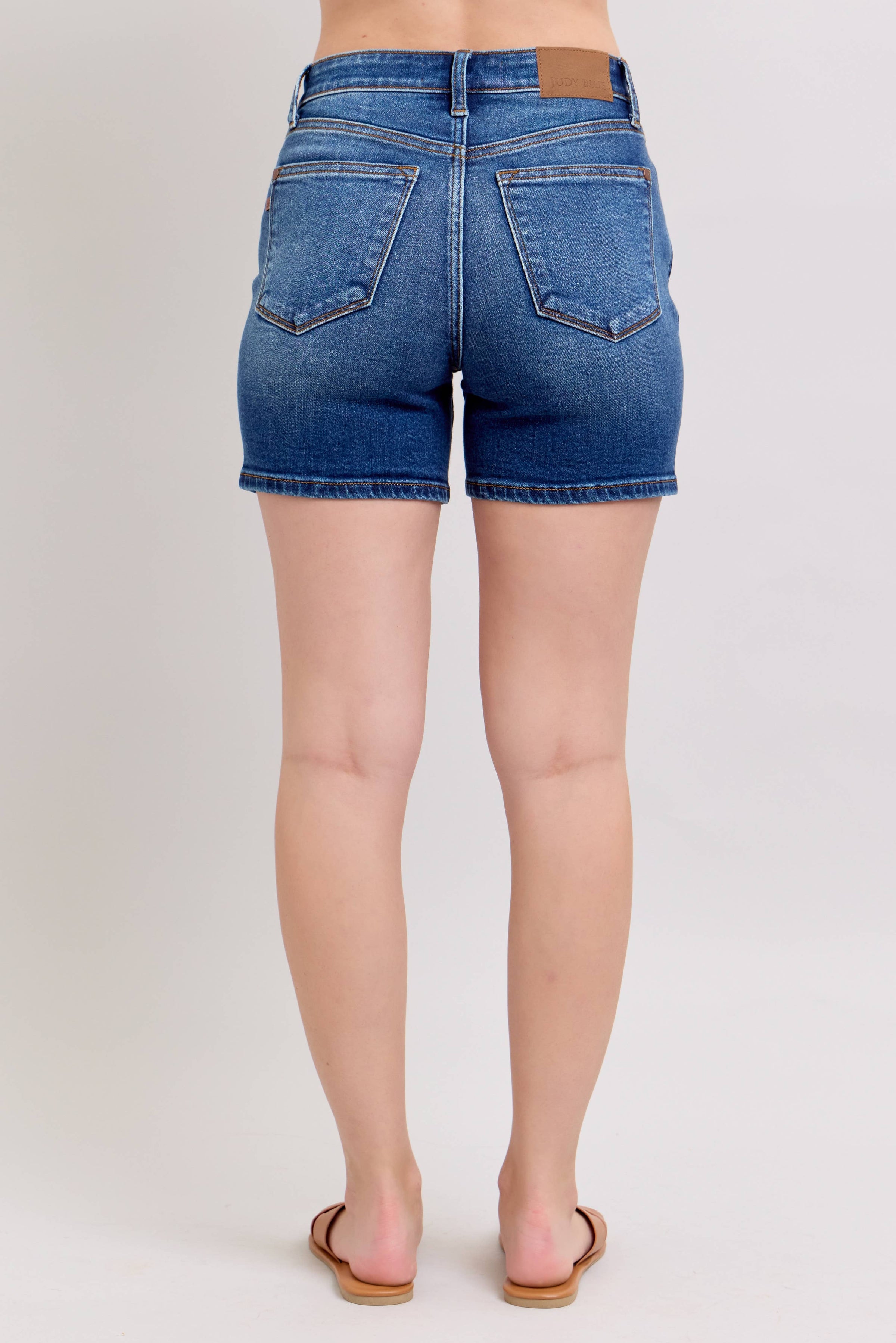 High Waisted 2 Button Mid Length Dad Shorts