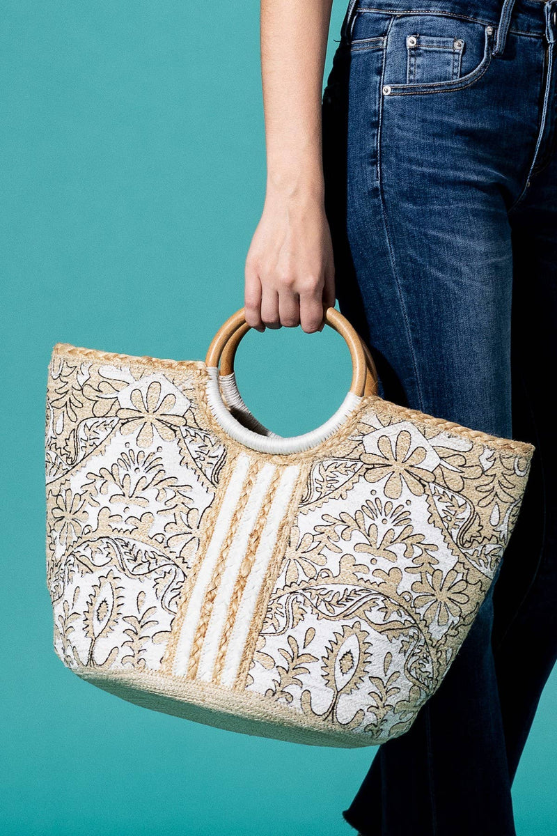 Myth Jute Wood Handle Tote Bag