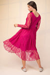 Drop Waist Lace Dress - Berry