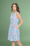 Ice Cream Print Dress - Light Blue