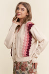 Multicolored Tiered Button Down Cardigan