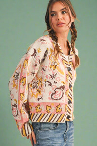 Paisley Knit Sweater Cardigan - Ivory