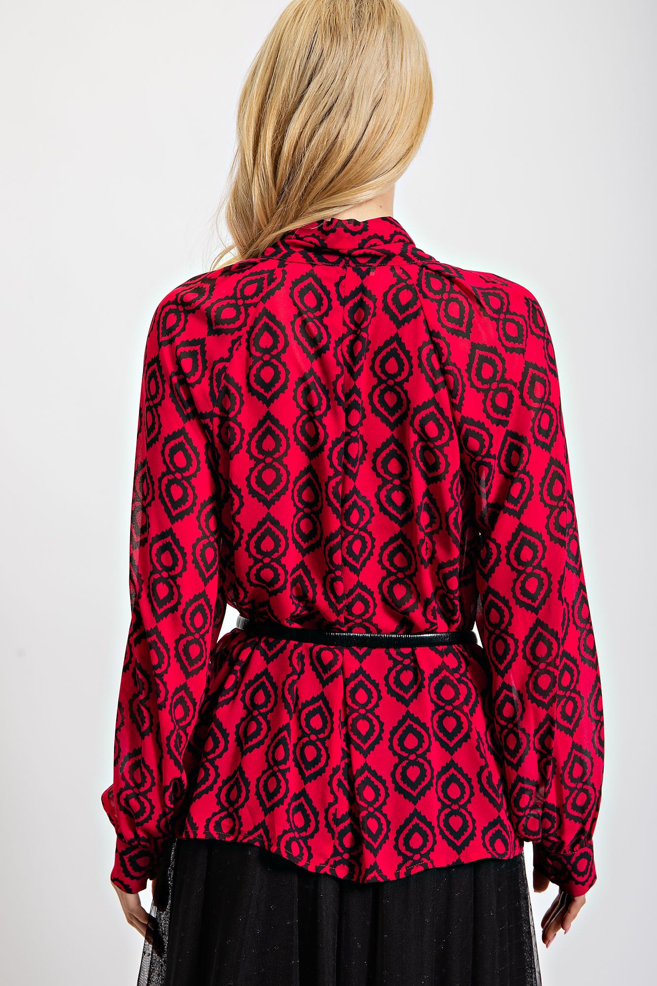 Chiffon Tie Front Blouse - Ruby Red