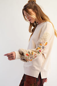 Quilted Embroidered Sweater