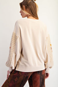 Quilted Embroidered Sweater