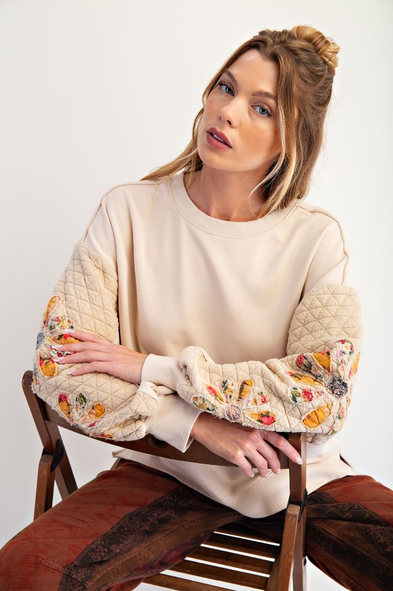 Quilted Embroidered Sweater