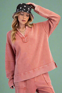 Textured Thermal Washed Pullover