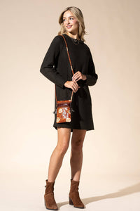 Hand-Painted Genuine Leather Crossbody - Magnolia