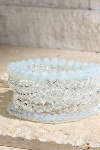 Glass Bead 9 Set Bracelet - Crystal
