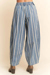 Striped Elastic Jean Pants - Light Blue